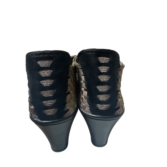Bernie Mev Chesca Womens Woven Booties Size 8 Black & Bronze Heel - Picture 4 of 7